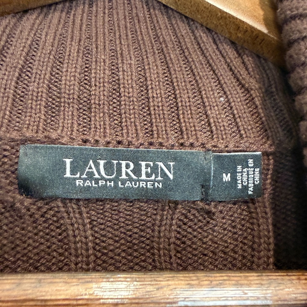 Lauren Ralph Lauren Cardigan Heavyweight Chunky Knit Sweater Medium Wrap Buckle - Picture 6 of 11